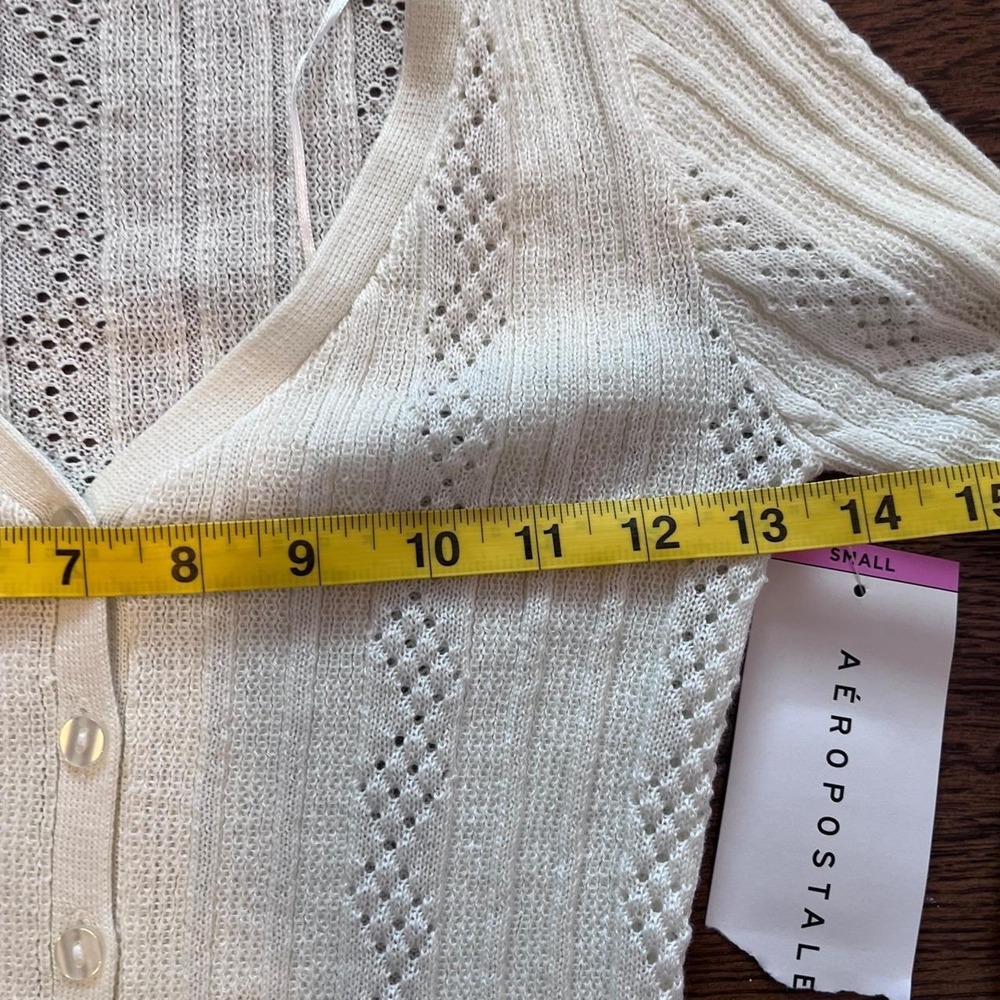 y2k aeropostale deadstock white eyelet button up cardigan sweater small - Picture 4 of 7